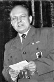 Josef Zikán v sále Domovi-<br>na; 29. března 1968  | foto:<br> archiv 61. střediska skautů<br> Vítkov Praha